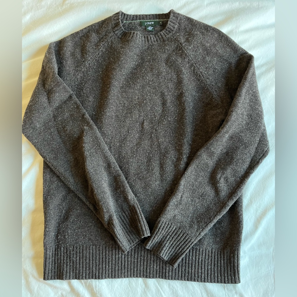 J Crew 100% Lambswool Sweater Brown